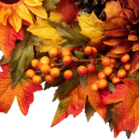 24" Sunflower & Pinecone Fall Wreath